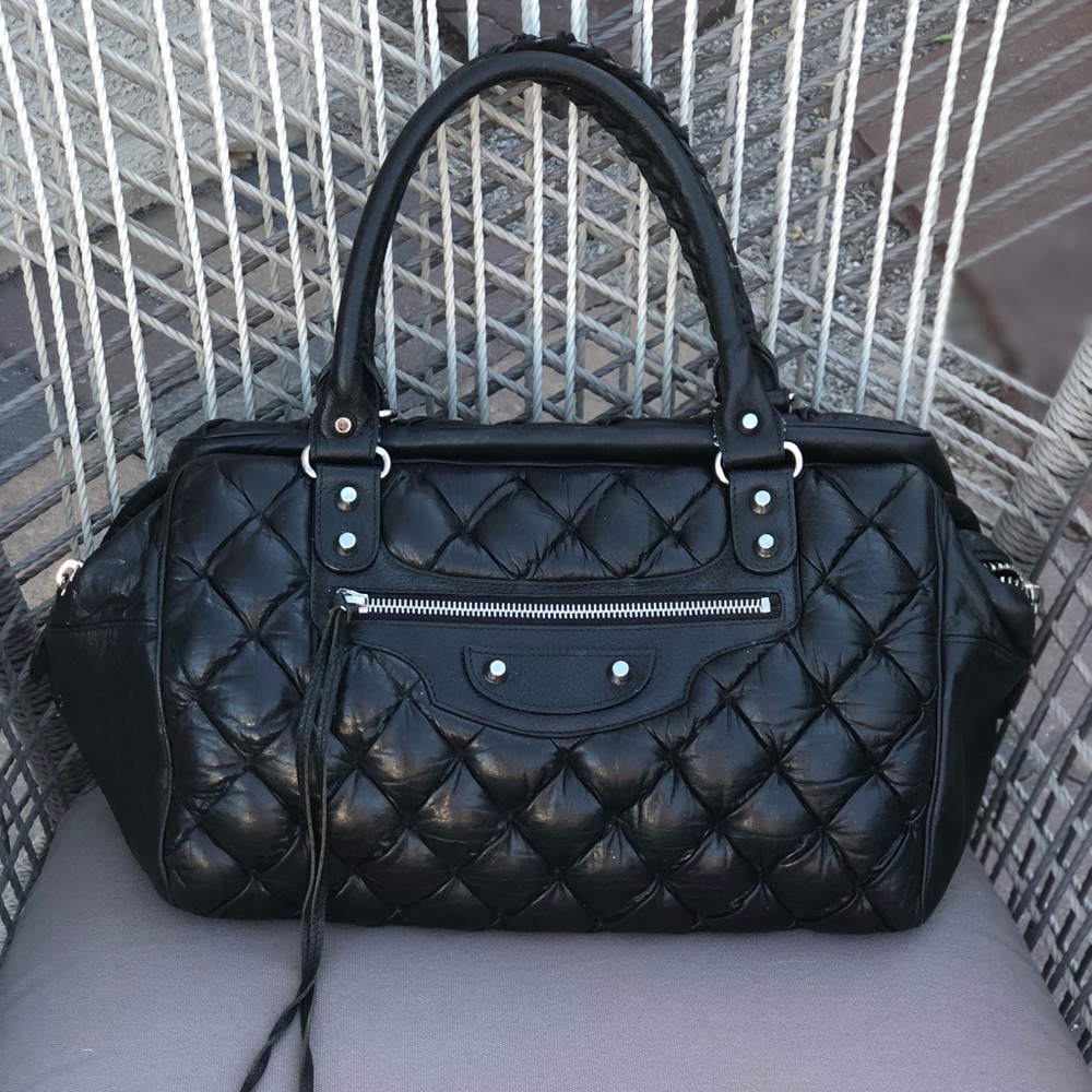 Rare BALENCIAGA Matelassé Quilted Black Bag Purse